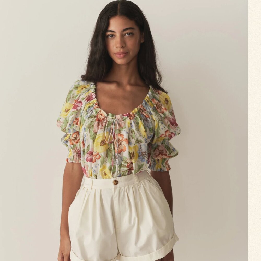Doen Inez Top IN BLANC ANEMONE BLOOM XS